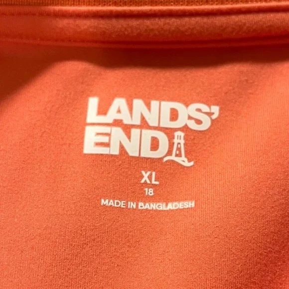 Lands End Women's Polo Shirt Coral Orange Short Sleeve Active Size XL 18 Stretch - Picture 5 of 7